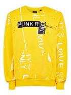 Topman Mens Punk Royal Yellow Repeat Print Sweatshirt