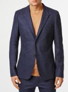 Topman Mens Blue Navy Fleck Ultra Skinny Fit Suit Jacket