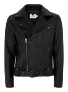 Topman Mens Black Studded Leather Biker Jacket