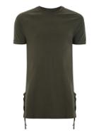 Topman Mens Grey Khaki Side Tie Muscle Longline T-shirt