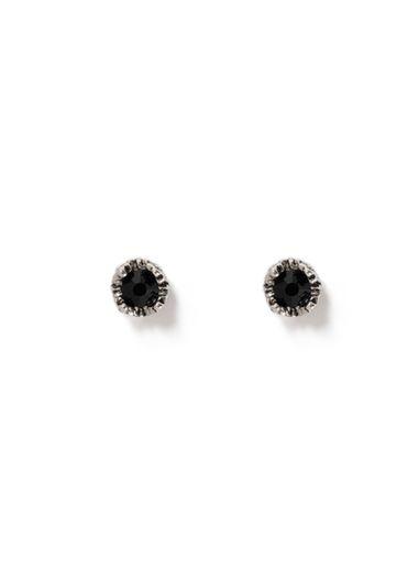 Topman Mens Antique Silver Look And Black Rhinestone Stud Earrings*