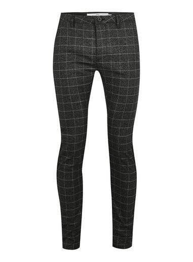 Topman Mens Grey Black Grid Check Fleck Skinny Trousers