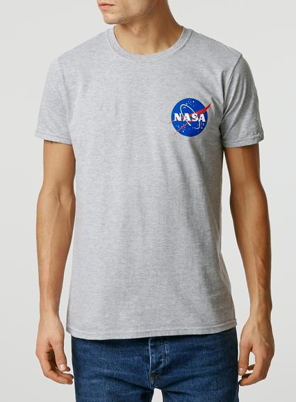 Topman Mens Mid Grey Nasa Grey Marl T-shirt