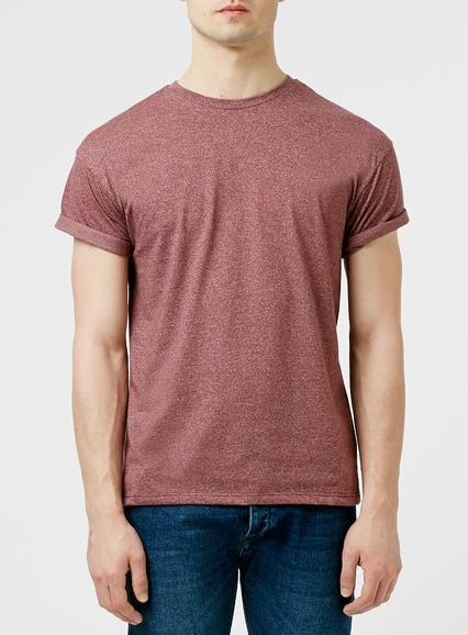 Topman Mens Brown Burgundy Speckle Roller T-shirt