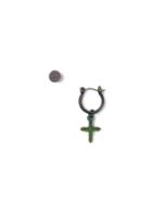 Topman Mens Green Asymmetric Cross Earrings