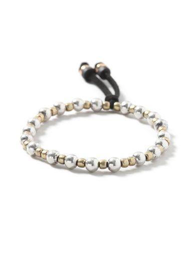 Topman Mens Silver Black Beaded Stretch Bracelet*