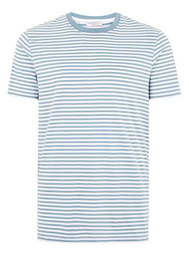 Topman Mens Selected Homme Light Blue Stripe T-shirt