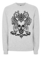 Topman Mens Grey Frost Gray Baroque Skull Sweatshirt