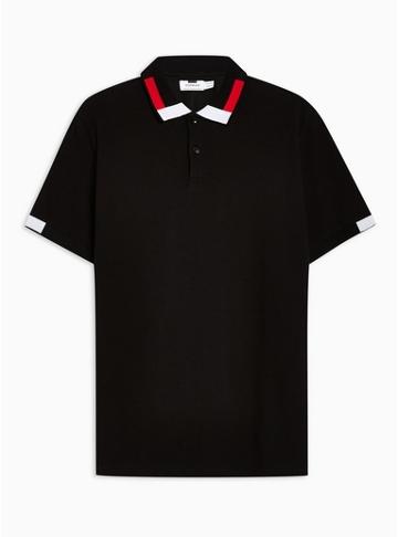 Topman Mens Black Tipped Polo