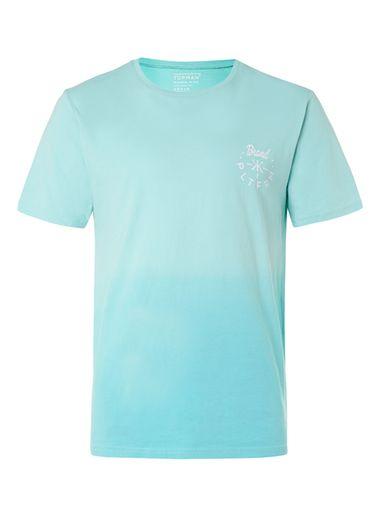 Topman Mens Blue Faded Platform Print Muscle Fit Roller T-shirt