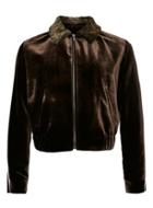 Topman Mens Topman Design Brown Velvet Borg Collar Harrington Jacket
