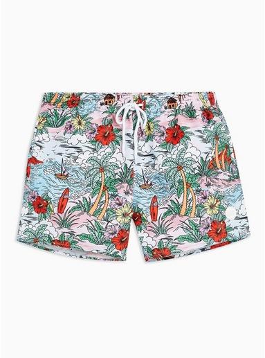 Topman Mens Multi Aloha Cartoon Printed Swim Shorts