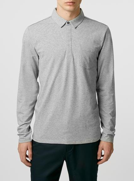 Topman Mens Mid Grey Selected Homme Grey Polo Shirt