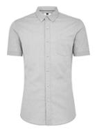 Topman Mens Grey Gray Oxford Short Sleeve Shirt