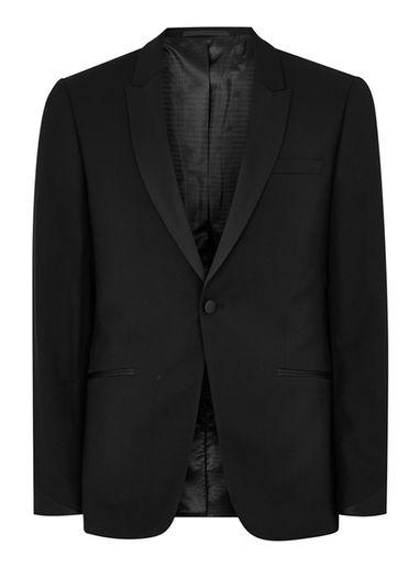 Topman Mens Black Skinny Tuxedo Jacket With Satin Lapel