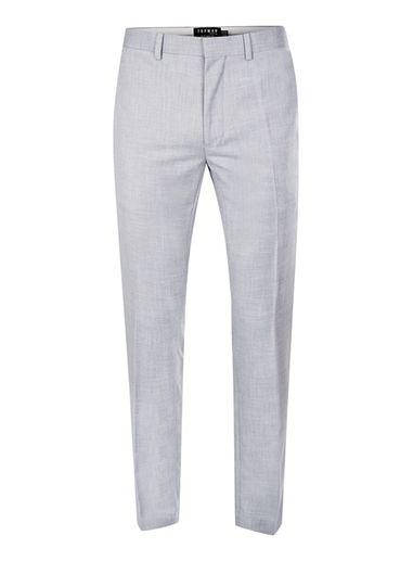 Topman Mens Light Blue Crosshatch Skinny Fit Suit Trousers