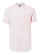 Topman Mens White And Pale Pink Stripe Short Sleeve Casual Shirt