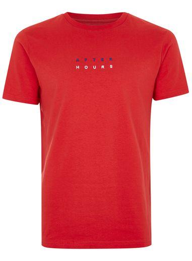 Topman Mens Red After Hours Embroidered T-shirt