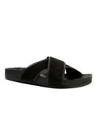 Topman Mens Black Leather Cross Over Sandals