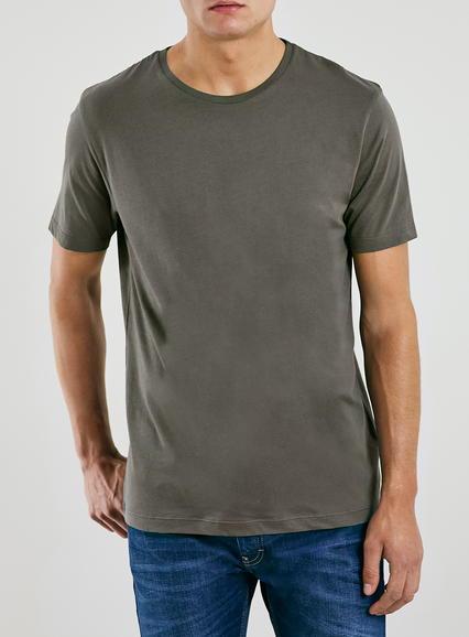 Topman Mens Green Slim Fit Dark Khaki Marl T-shirt
