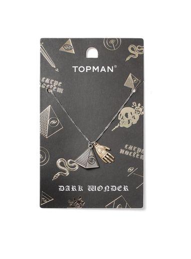 Topman Mens Grey Metal Pyramid Necklace*