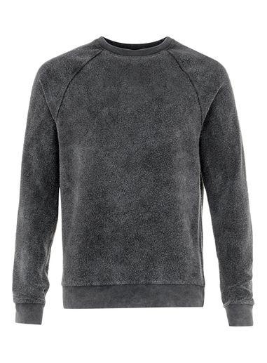 Topman Mens Washed Black Fleecy Sweatshirt