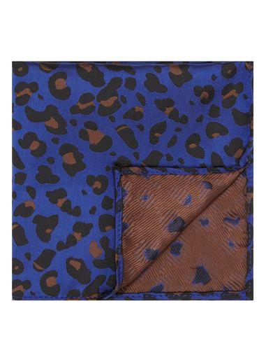 Topman Mens Blue Leopard Print Pocket Square