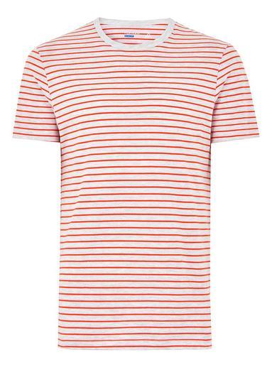 Topman Mens Gray And Orange Striped T-shirt
