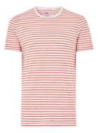 Topman Mens Gray And Orange Striped T-shirt