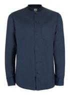 Topman Mens Blue Selected Homme Navy Ribbed Collar Cotton Shirt