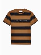 Topman Mens Brown And Black Pique Stripe T-shirt