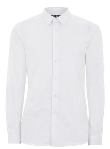 Topman Mens White Lace Collar Long Sleeve Shirt
