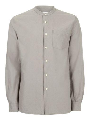 Topman Mens Ltd Green Stand Collar Shirt