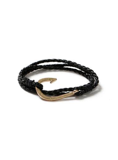 Topman Mens Black Leather Hook Bracelet*