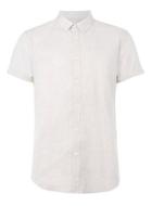 Topman Mens Brown Tan Crosshatch Linen Mix Dress Shirt