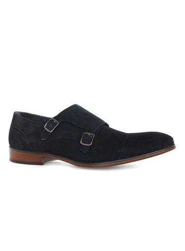 Topman Mens Navy Suede Monk Shoes