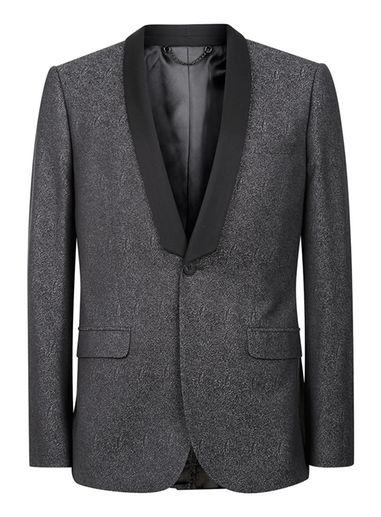 Topman Mens Black Jacquard Skinny Fit Tuxedo Jacket