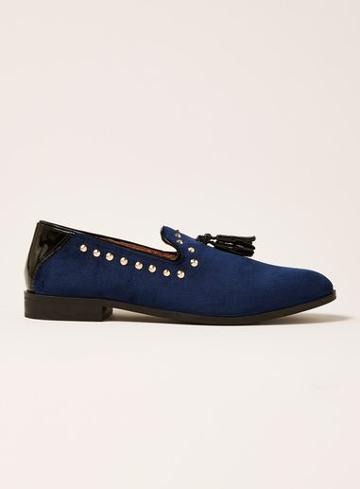 Topman Mens House Of Hounds Navy Velvet Stud Loafers