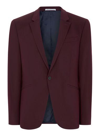 Topman Mens Red Burgundy Muscle Fit Suit Jacket