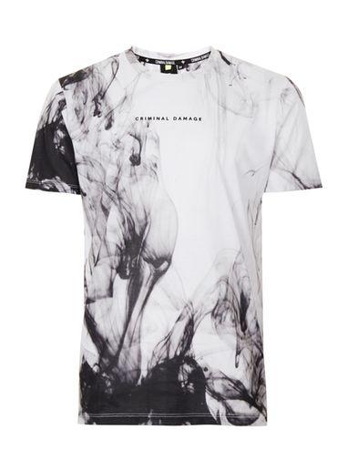 Topman Mens Criminal Damage White Fog T-shirt