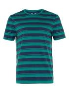 Topman Mens Green And Navy Stripe T-shirt