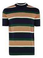 Topman Mens Green, Toffee And Blue Short Sleeve Sweater