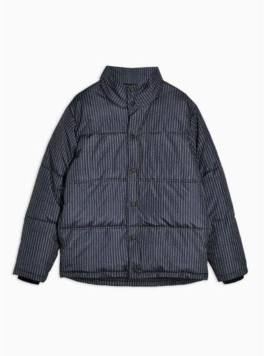 Topman Mens Black Stripe Puffer Jacket