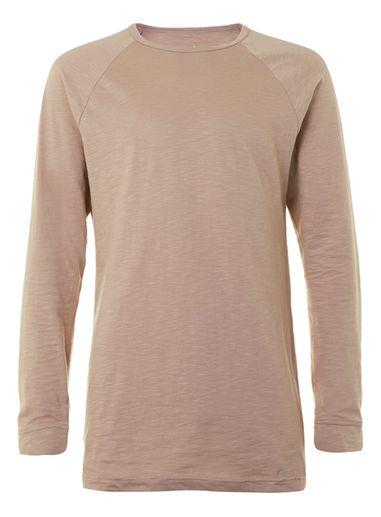 Topman Mens Brown Tan Longline Long Sleeve T-shirt