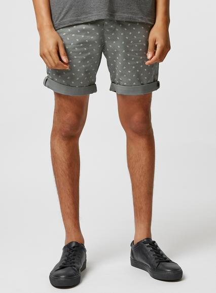 Topman Mens Green Khaki Paisley Chino Shorts