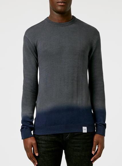 Topman Mens Nicce Grey Dip Dye Long Sleeve T-shirt