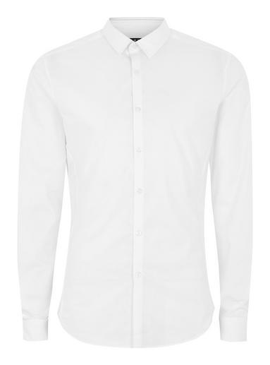 Topman Mens White Stretch Skinny Fit Smart Long Sleeve Shirt