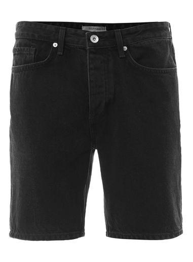 Topman Mens Black Denim Slim Fit Shorts