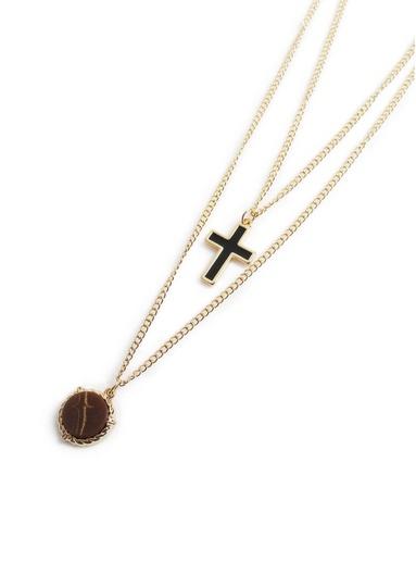 Topman Mens Brown Tiger Disk Necklace*