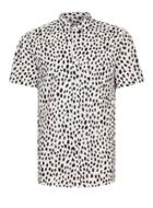 Topman Mens Black And White Spot Dobby Short Sleeve Casual Shirt